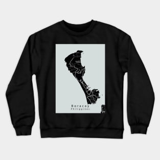 Boracay Philippines Island Map dark Crewneck Sweatshirt